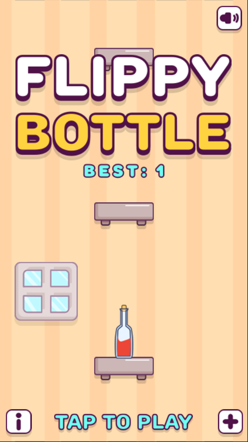 Flippy Bottle Game Welcome Screen Screenshot.