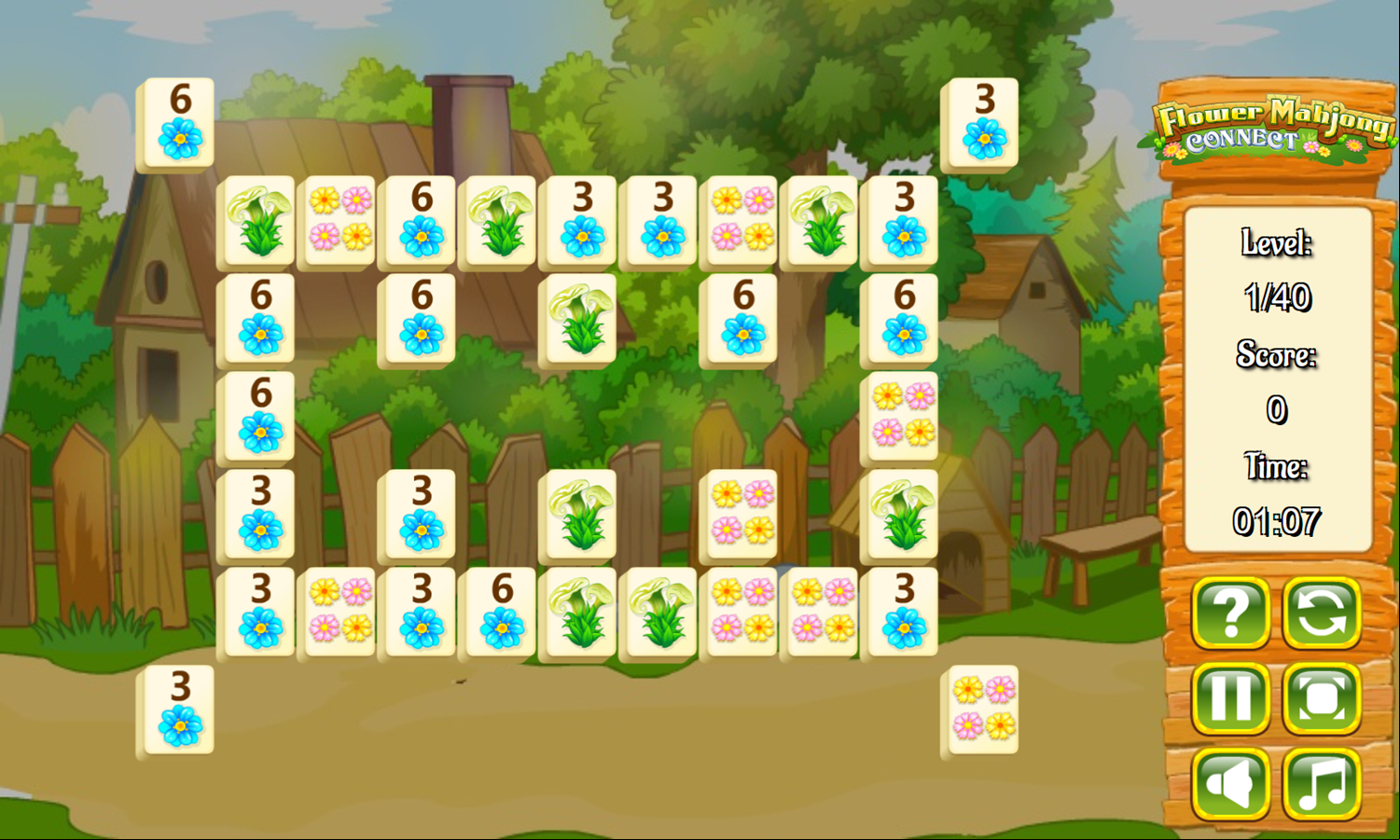 Flower Mahjong Connect Game Start Screenshot.