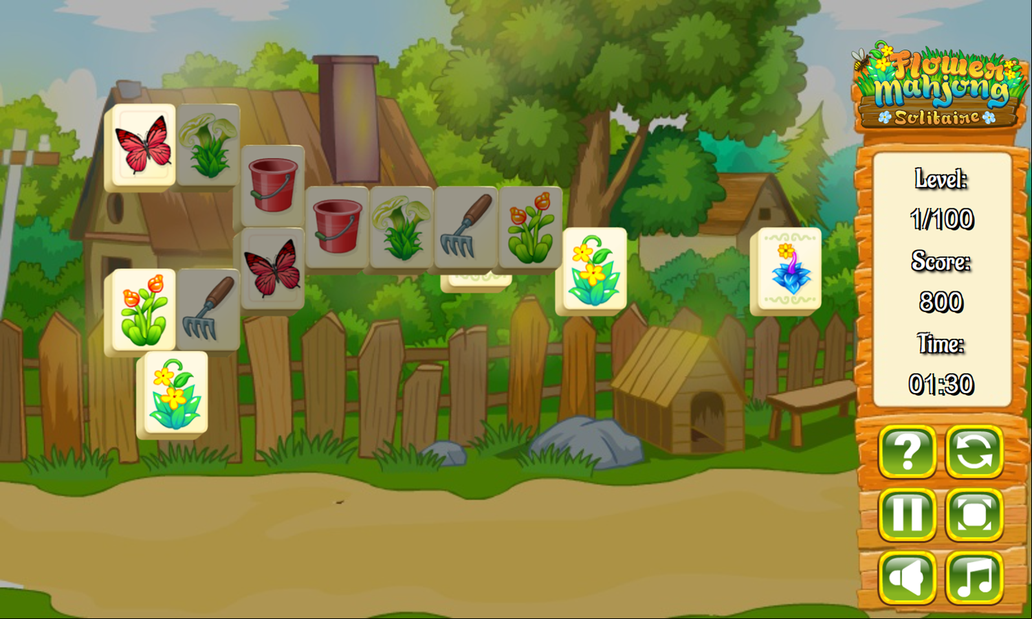 Flower Mahjong Solitaire Game Level Play Screenshot.