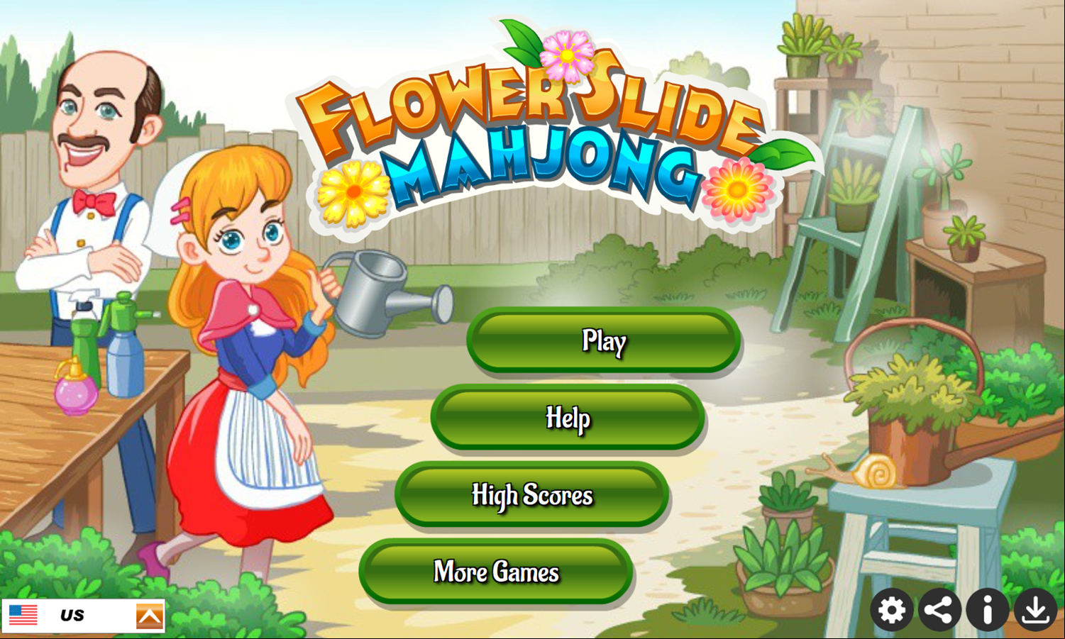 Flower Slide Mahjong Game Welcome Screen Screenshot.