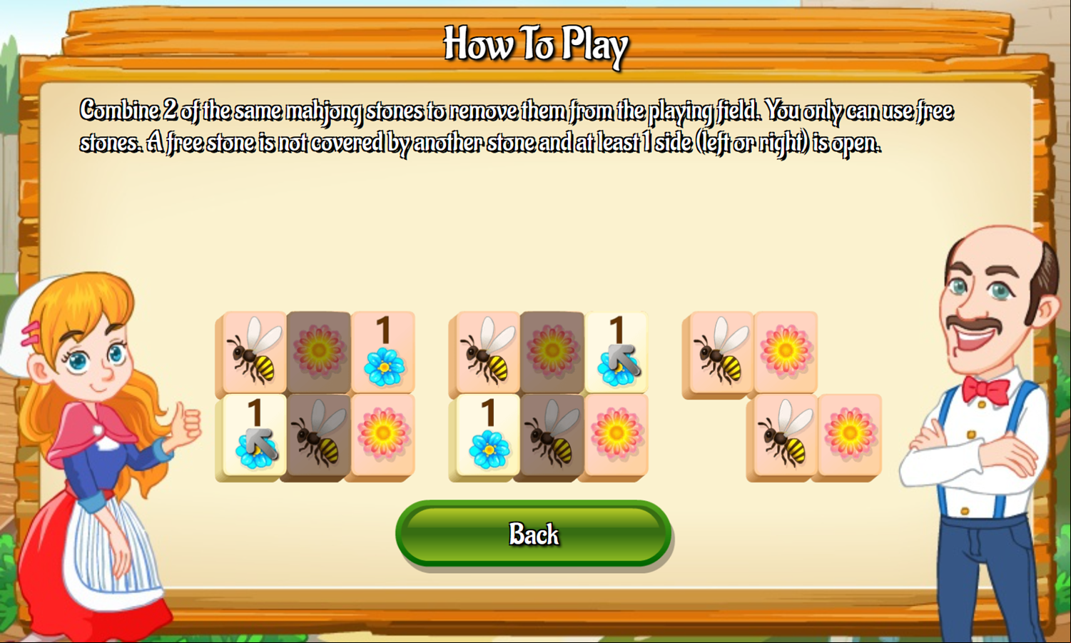 Flower Tower Mahjong Game How To Play Screenshot.
