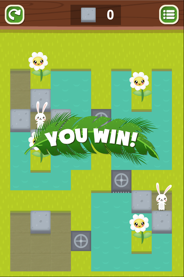 Flowers and Rabbits Game Level Complete Screen Screenshot.