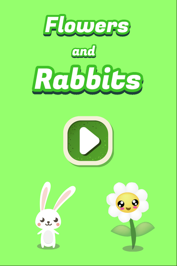 Flowers and Rabbits Game Welcome Screen Screenshot.
