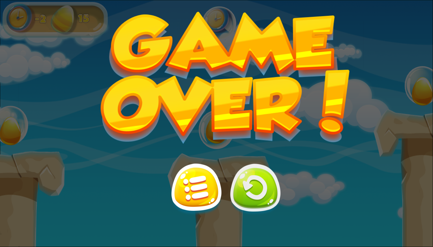 Flying Easter Bunny Game Over Screenshot.