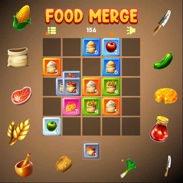 Food Merge Game Play Screenshot.