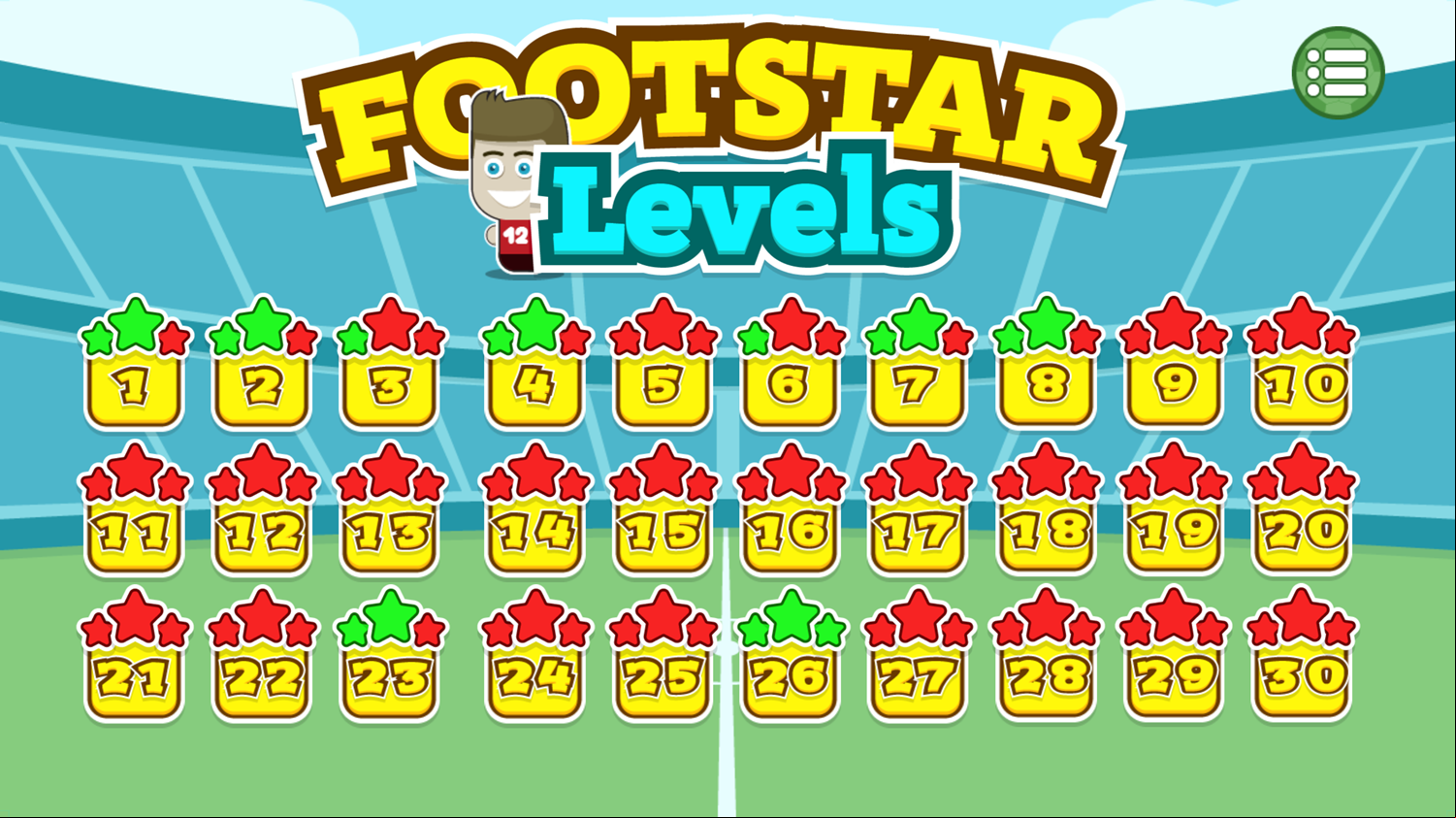 Footstar Level Select Screenshot.