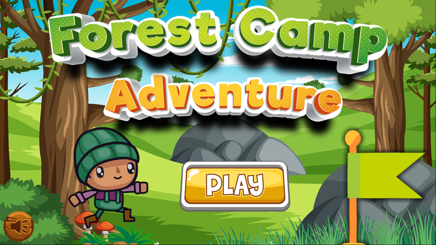 Forest Camp Adventure Game Welcome Screen Screenshot.