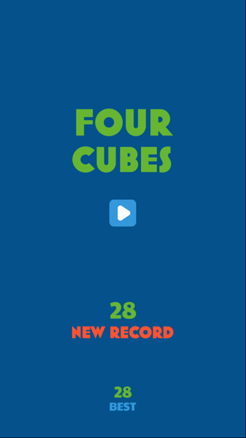 Four Cubes Game Best Score Screenshot.