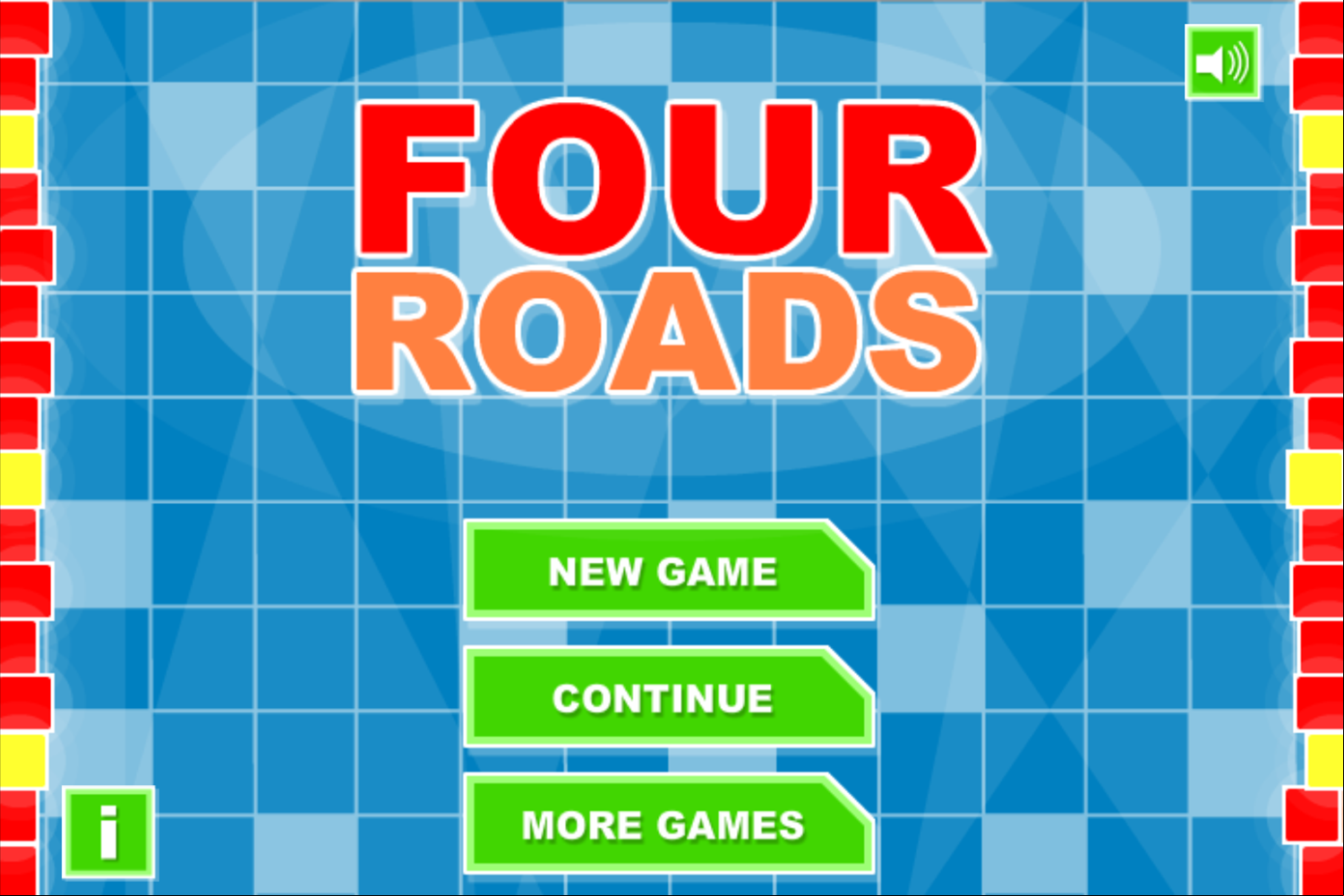 Four Roads Game Welcome Screen Screenshot.