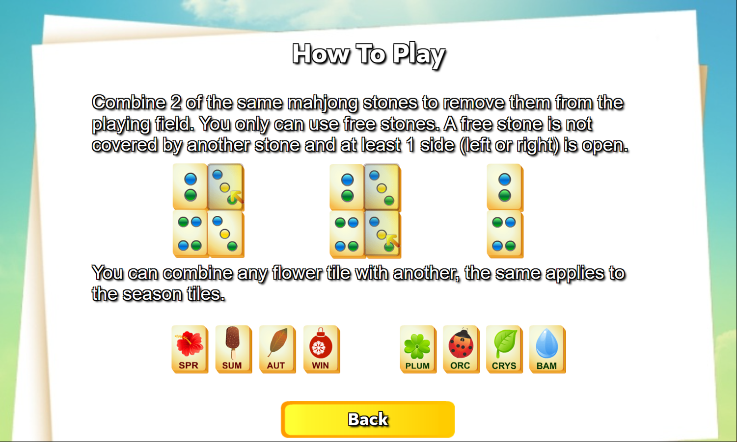 Four Seasons Mahjong Game How To Play Screenshot.