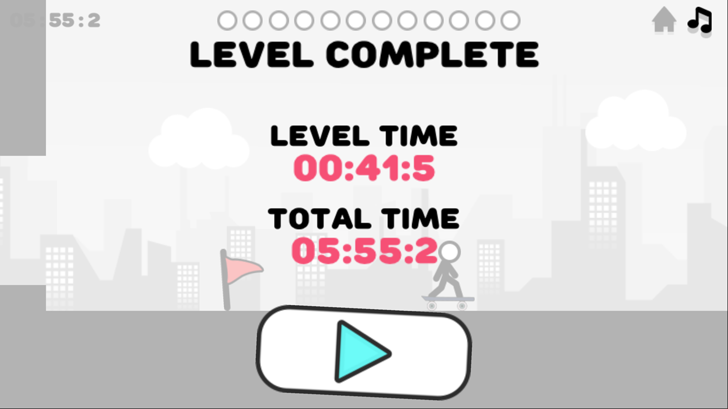 Freehead Skate Game Level Complete Screen Screenshot.