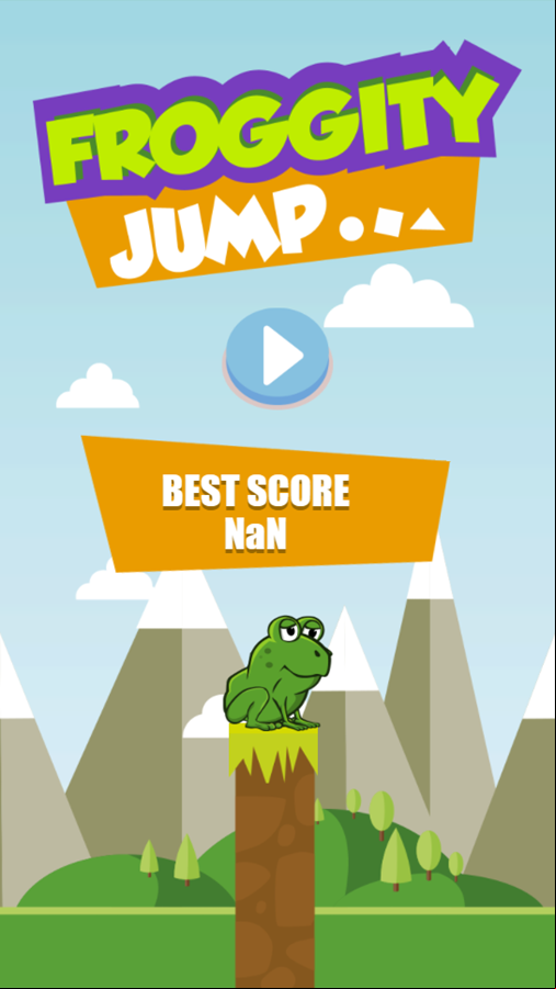 Froggity Jump Game Welcome Screen Screenshot.