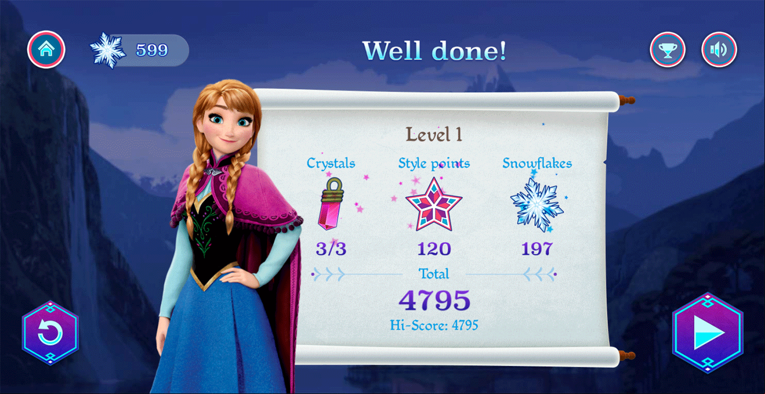 Frozen Rush Game Score Screenshot.