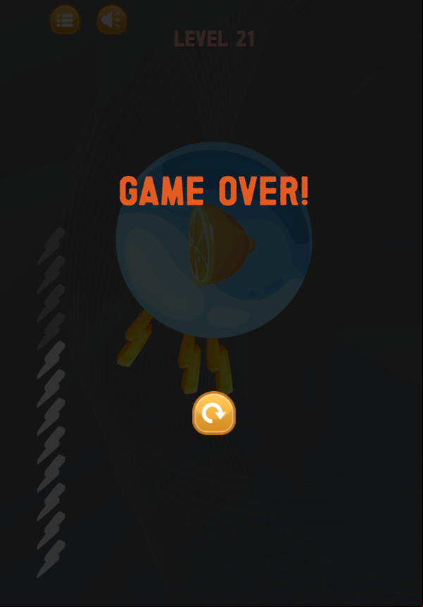 Fruit Energy Game Over Screenshot.