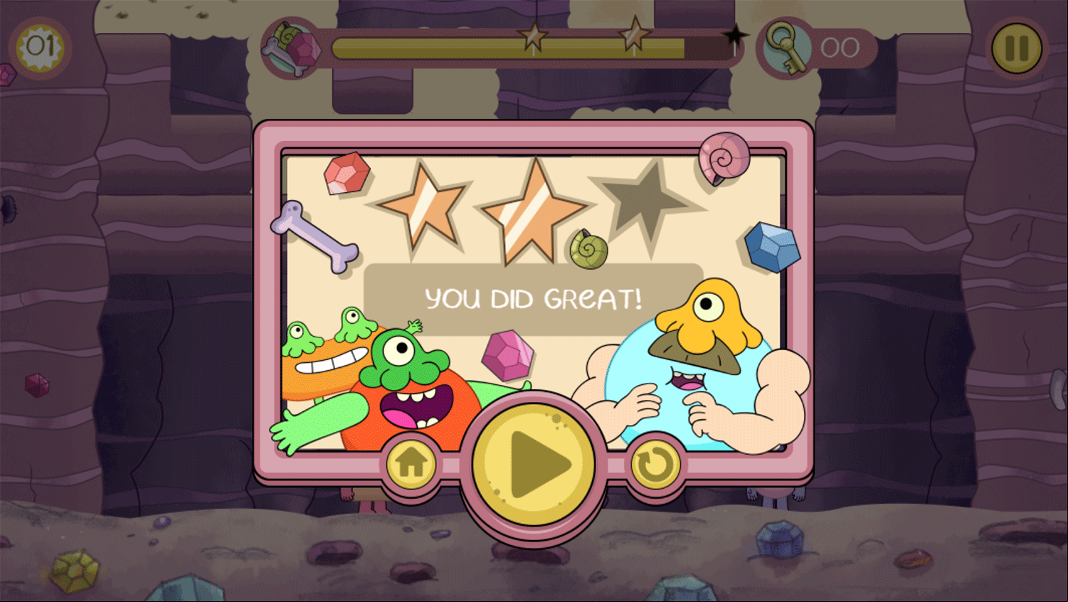 Fungies Spelungies Game Level Complete Screenshot.
