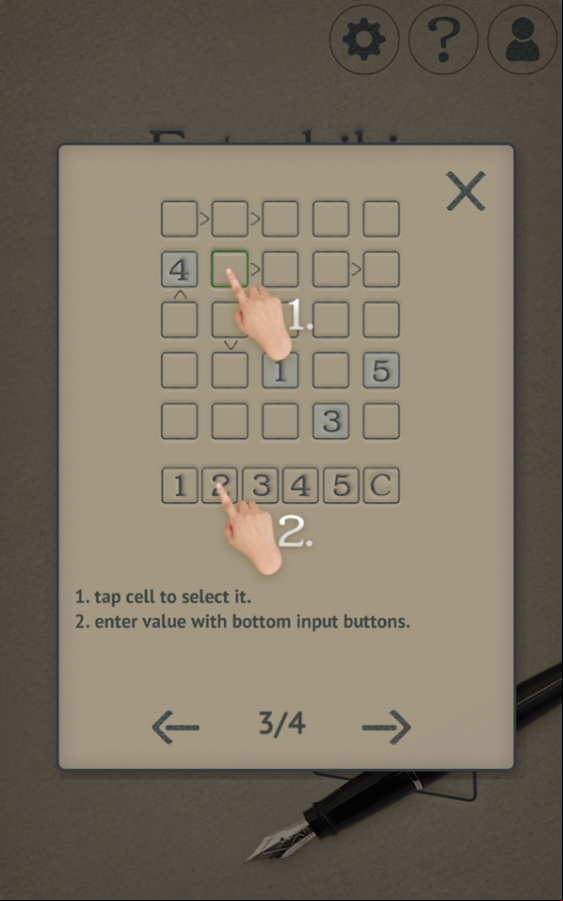 Futoshiki Game Play Tips Screenshot.