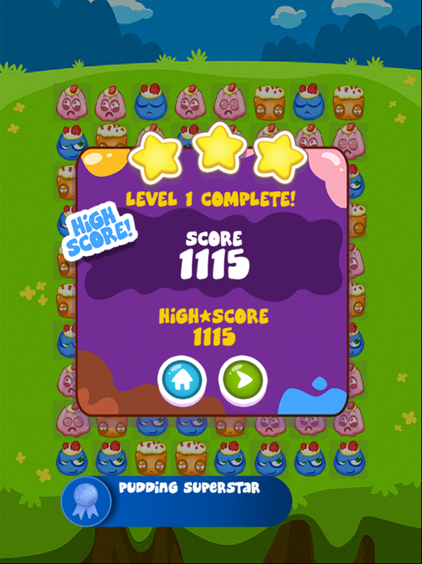 Gamer's Guide Puddin' Party Game Level Completed Screenshot.