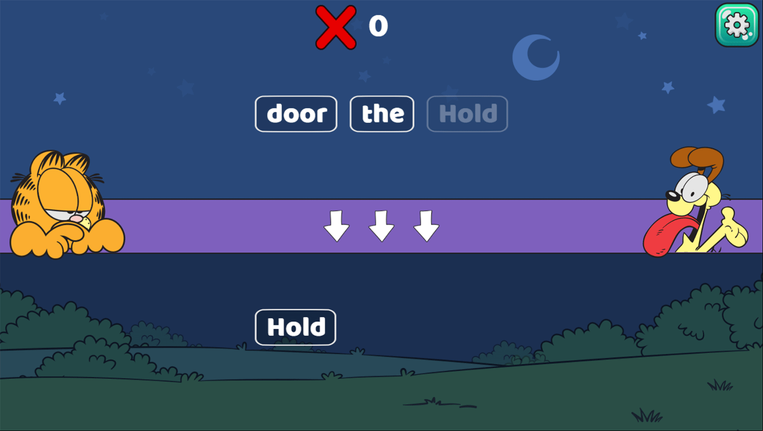 Garfield Sentences Game Practice Game Screenshot.