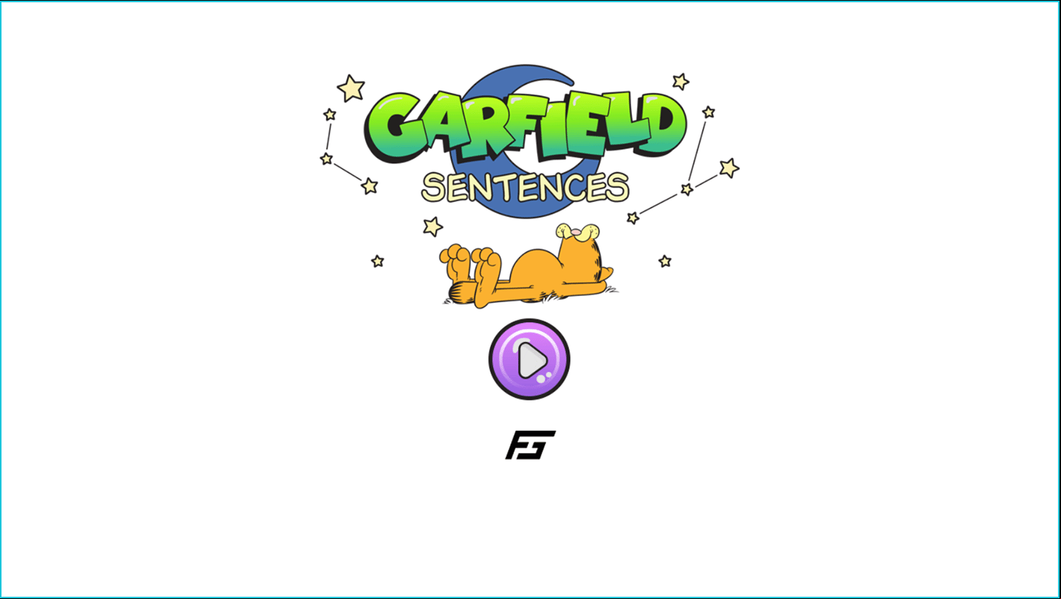 Garfield Sentences Game Welcome Screen Screenshot.