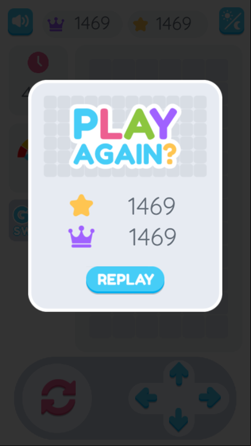 Gem Switch Game Play Again Screenshot.