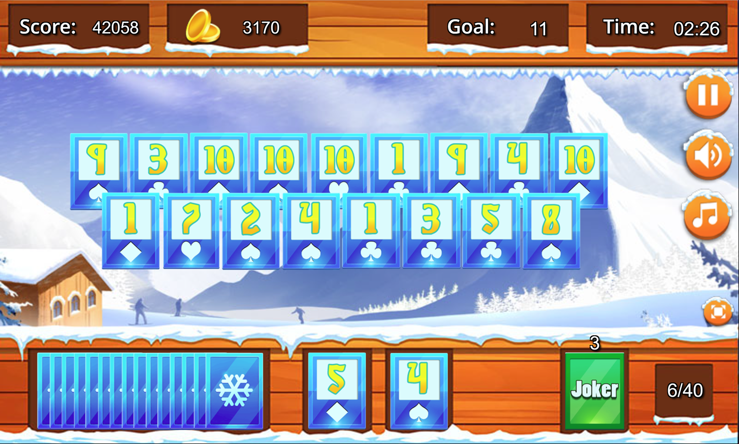 Glacier Solitaire Game Screenshot.