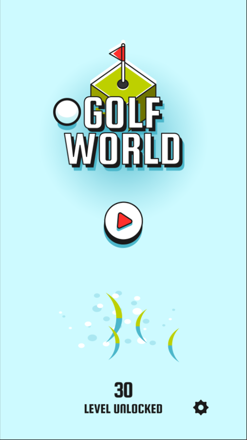 Golf World Game Welcome Screen Screenshot.