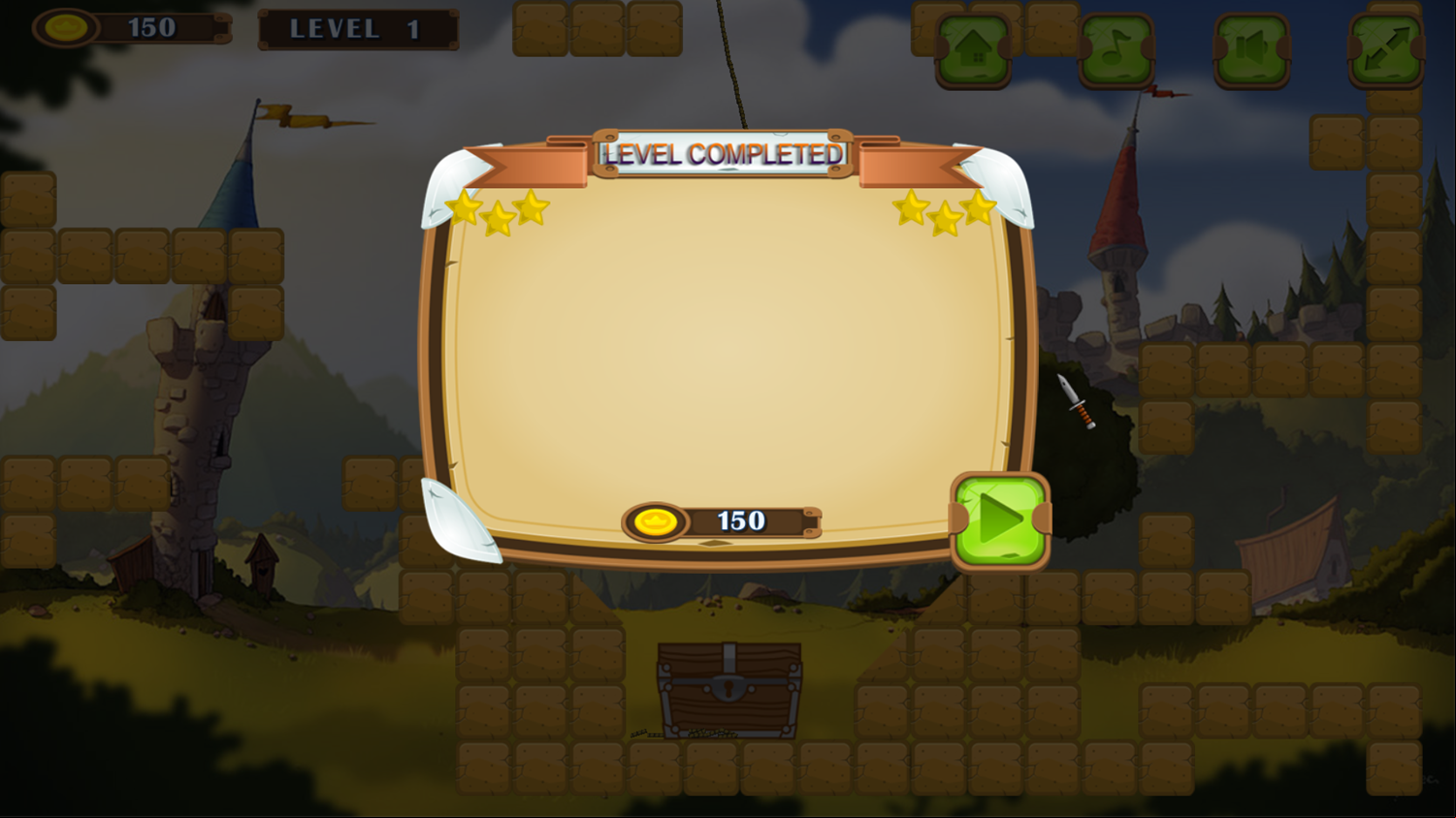 Green Diamond Game Level Completed Screenshot.