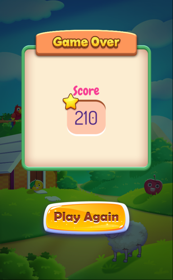 Guess The Animal Game Over Screenshot.