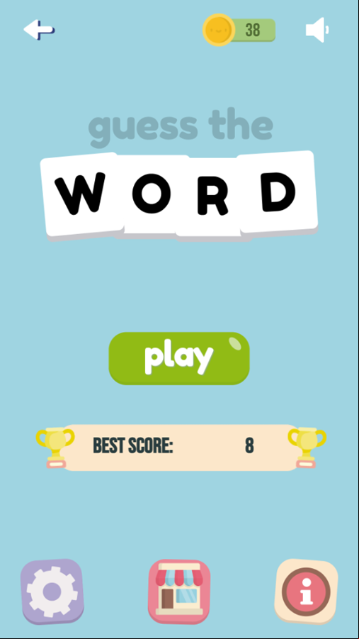 Guess The Word Game Best Score Screenshot.