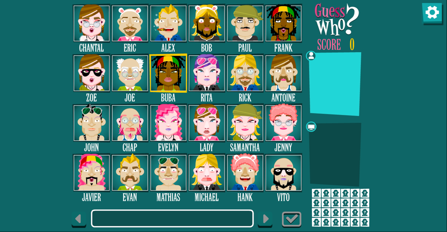 Guess Who Character Select Screenshot.