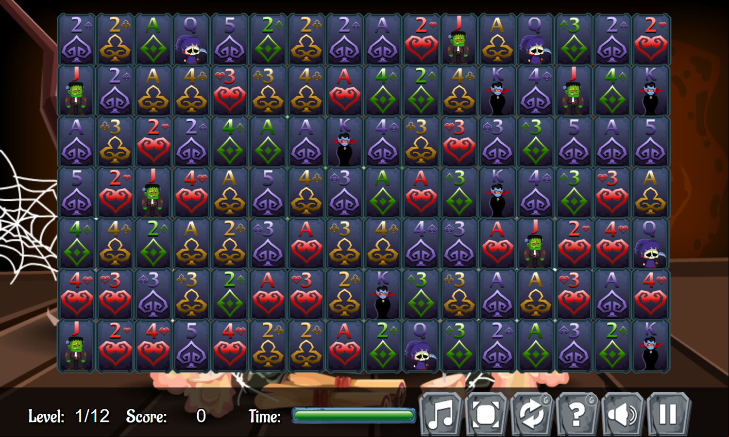 Halloween Card Connect Game Level Start Screenshot.