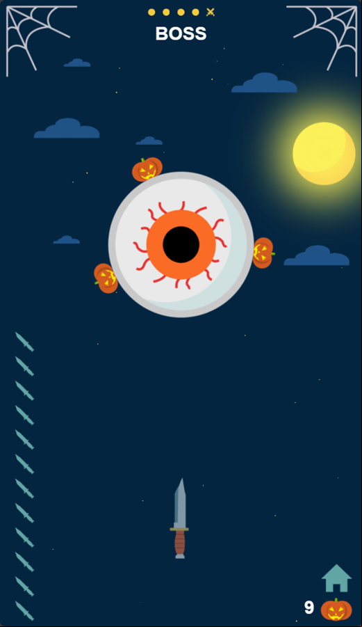 Halloween Knife Game Boss Fight Screenshot.