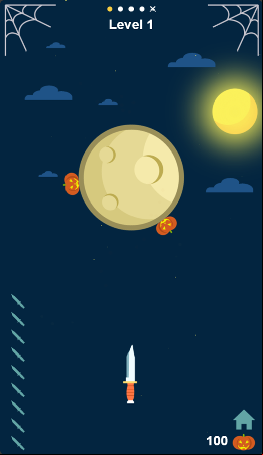 Halloween Knife Game Level Start Screenshot.