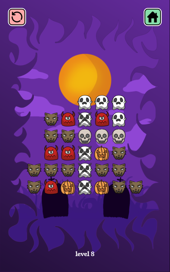 Halloween Monster Puzzle Game Level Progress Screenshot.