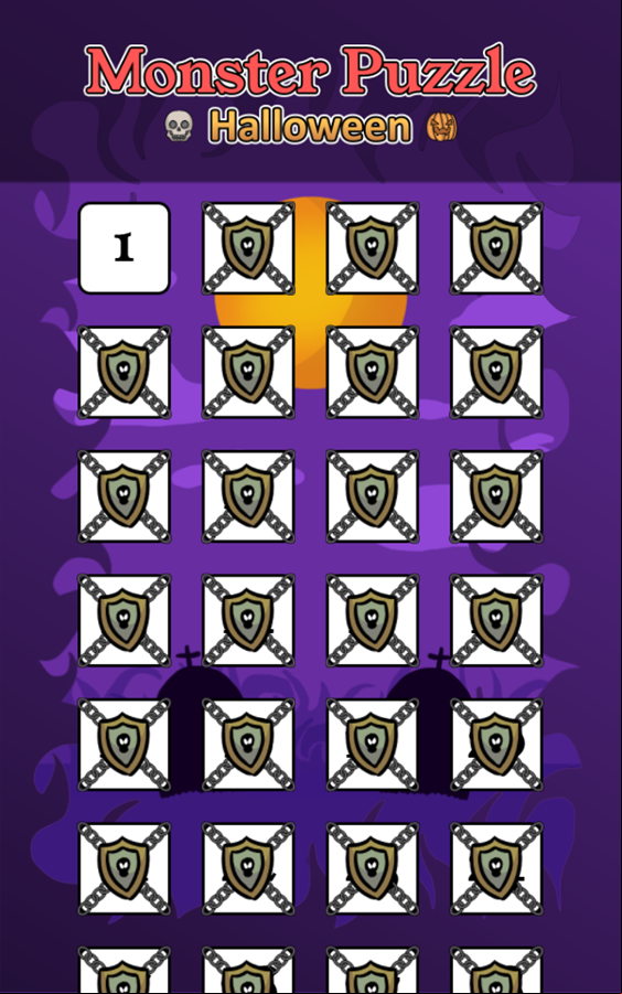 Halloween Monster Puzzle Game Welcome Screen Screenshot.