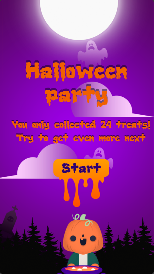 Halloween Party Game Over Screenshot.