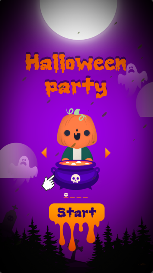 Halloween Party Game Welcome Screen Screenshot.