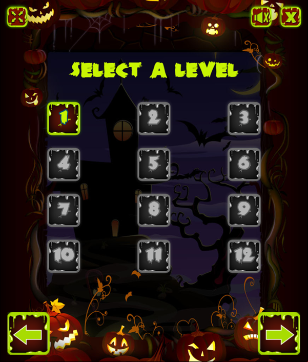Halloween Shooter Game Select Level Screenshot.