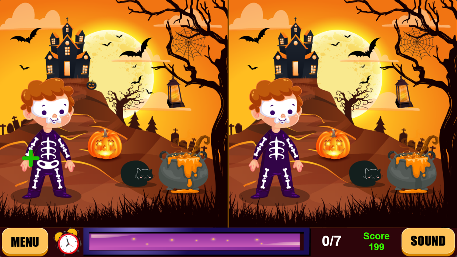 Halloween Spot the Differences Game Level Progress Screenshot.