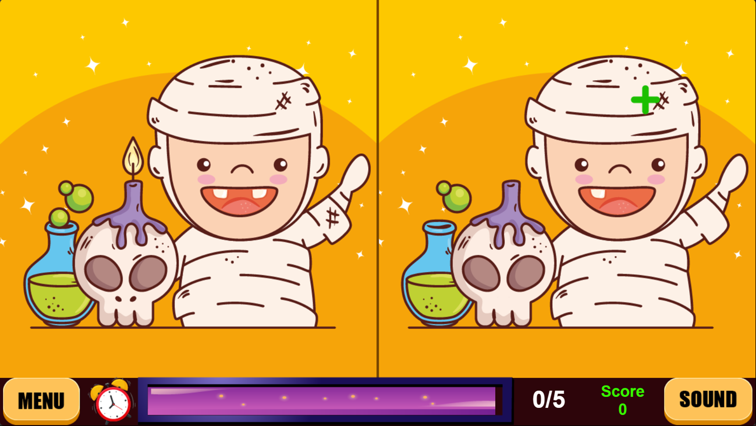 Halloween Spot the Differences Game Level Start Screenshot.