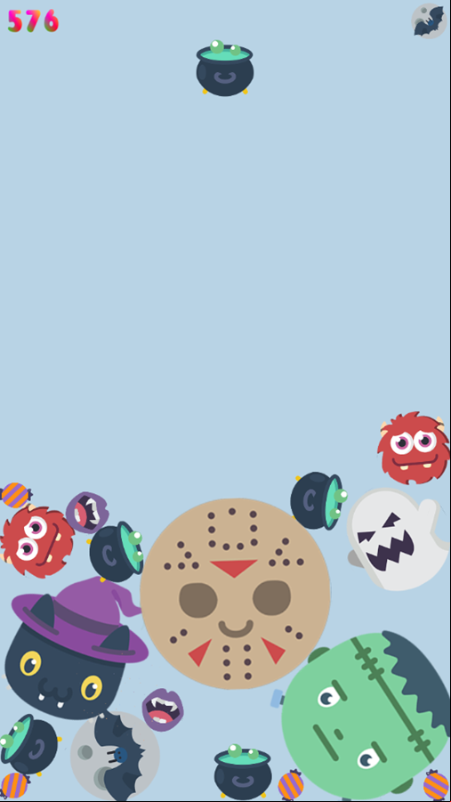 Halloween Suika Game Progress Screenshot.