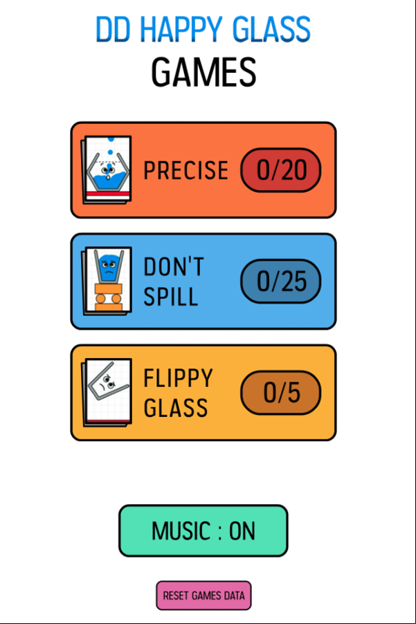Happy Glass Game Welcome Screenshot.