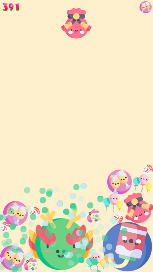 Happy New Year Suika Game Play Screenshot.