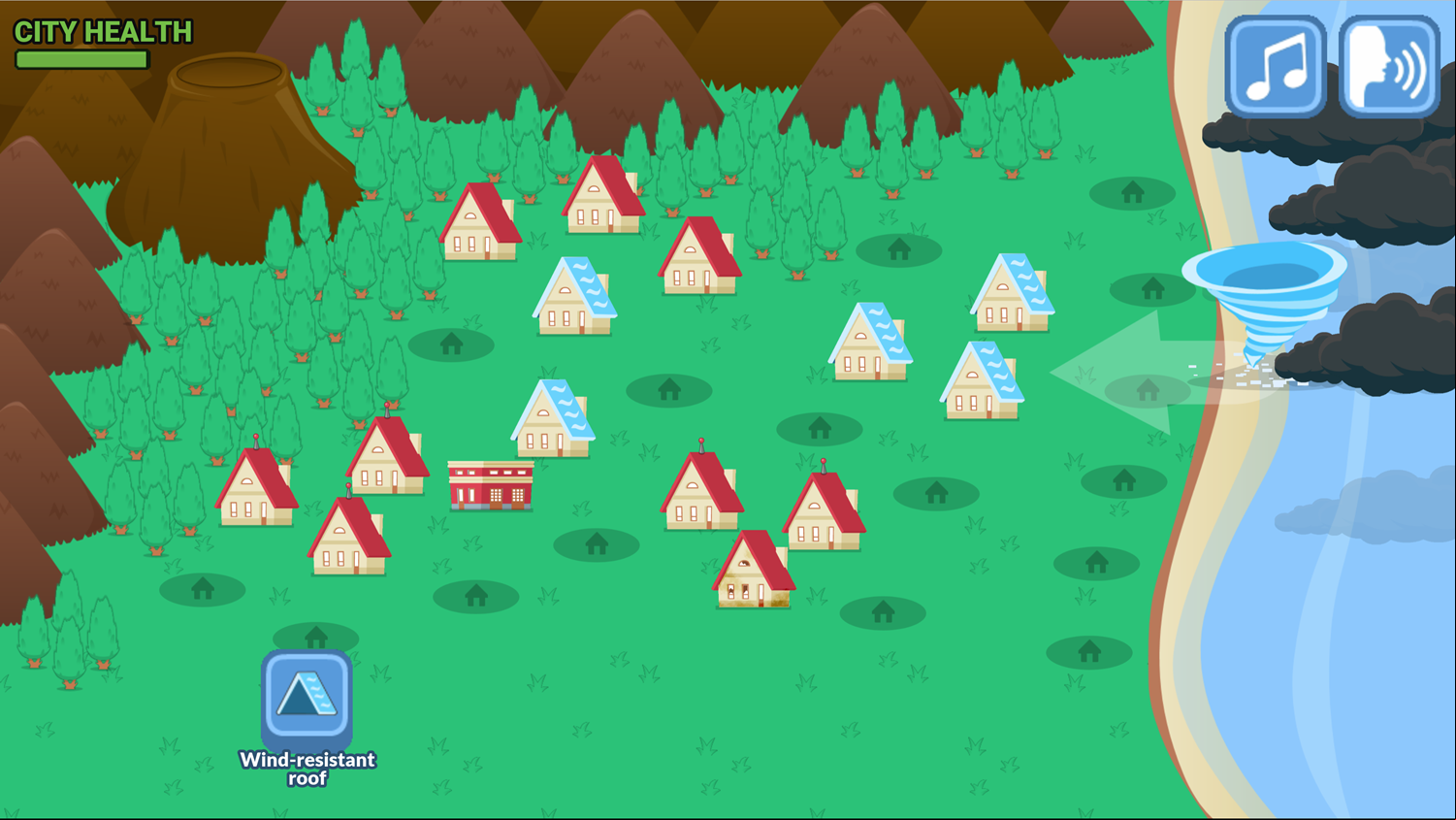 Hazardville Game Wind Resistant Roofs Screenshot.
