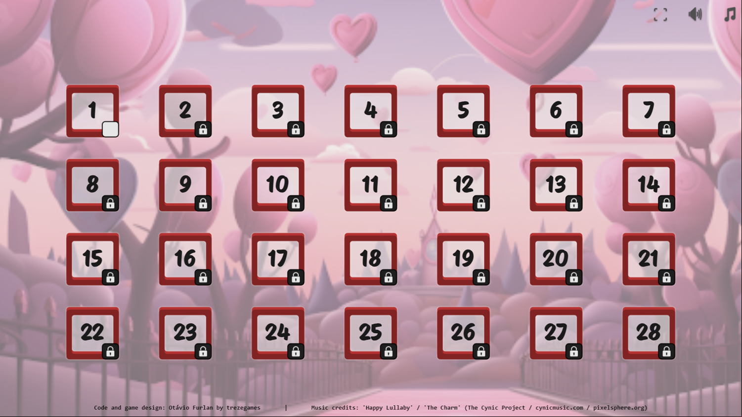 Heartscape Hero Game Level Select Screenshot.