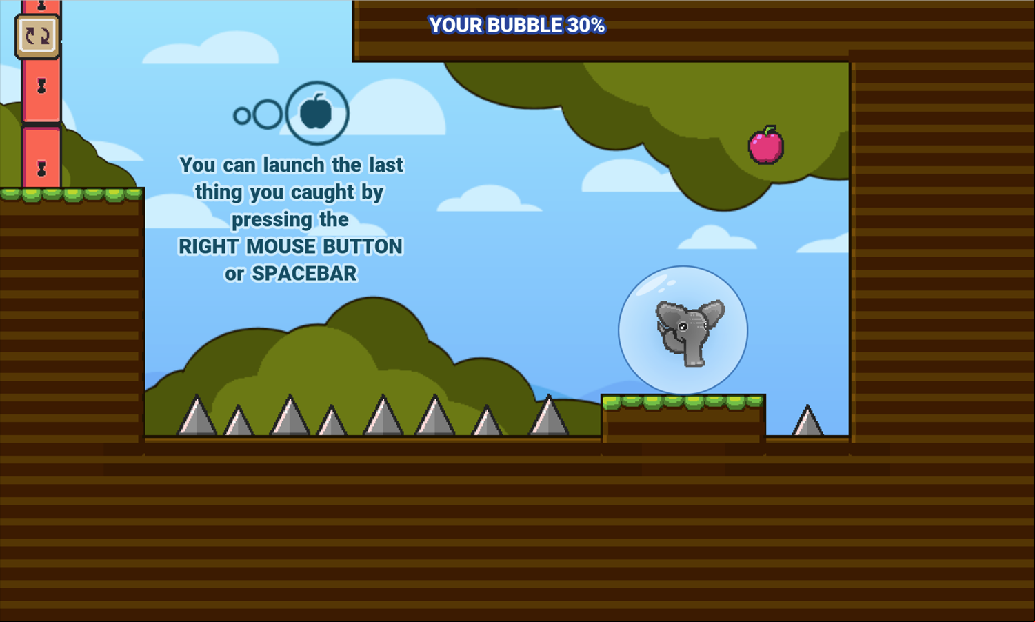 Heliumphant Game Apple Shooting Instructions Screen Screenshot.