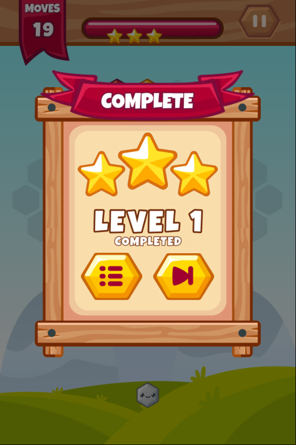 Hexa Blocks Game Level Complete Screenshot.