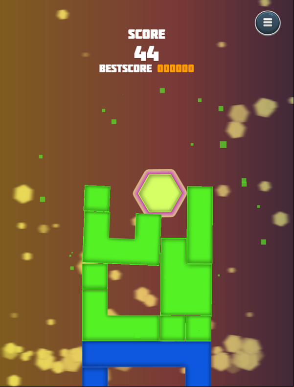Hexa Fall Game Play Screenshot.