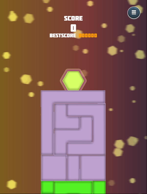 Hexa Fall Game Start Screenshot.