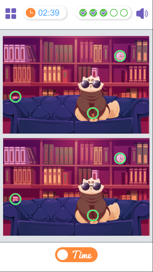 Hidden Differences Game Level Play Screenshot.